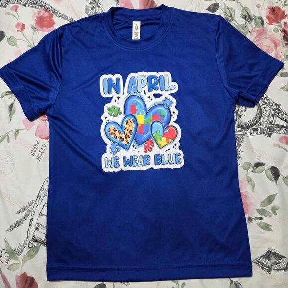 NEW Autism Awareness Royal Blue Dri-Fit Active Tshirt Unisex Youth Size XS (4/6) - Picture 1 of 3